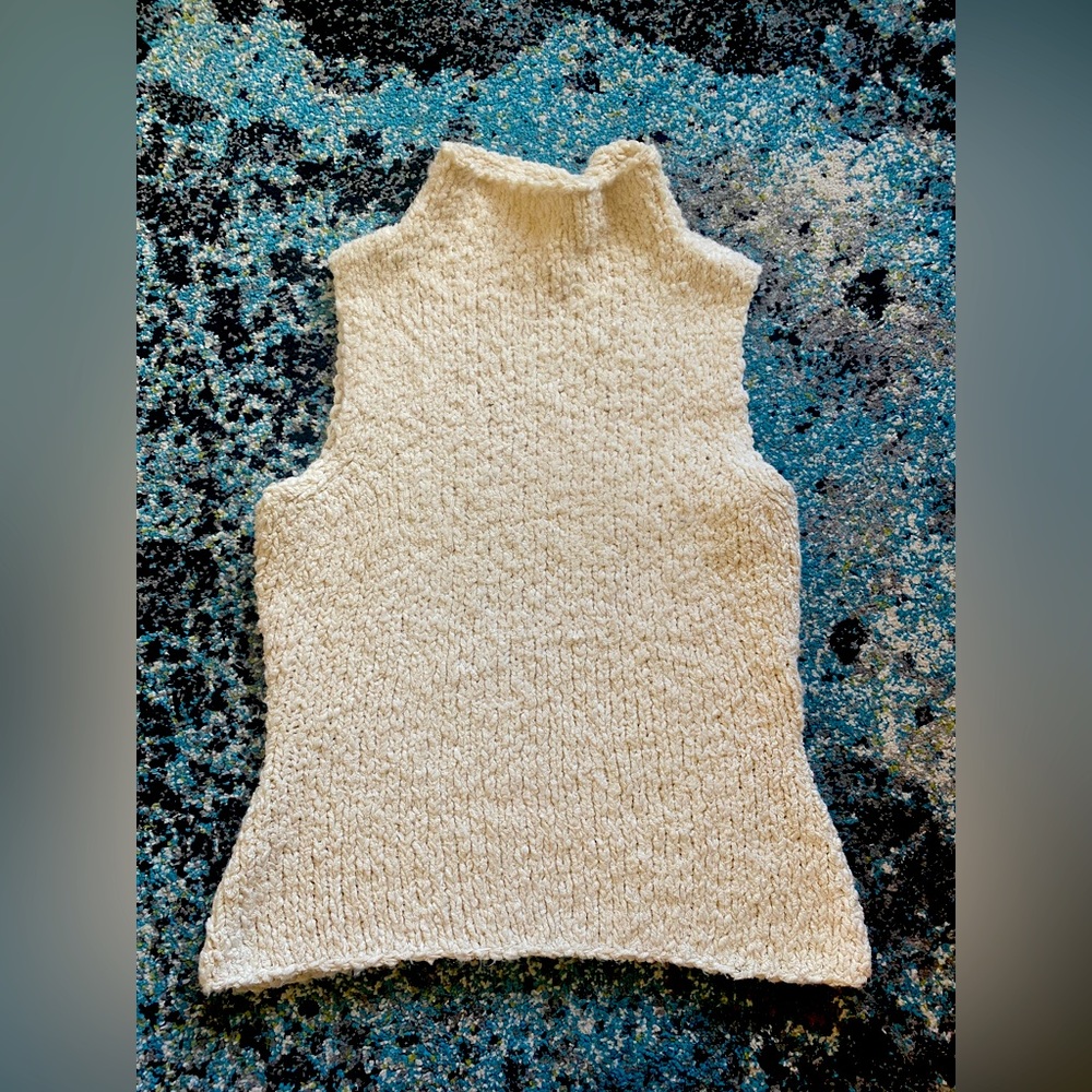 Turtleneck Knit White Sweater Vest